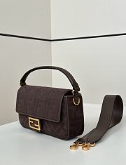 Fortok Fendi Baguette Jacquard FF Fabric Bag Brown 27×6×14cm  - 3