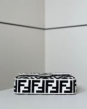 Fortok Fendi Baguette Jacquard FF Fabric Bag White/Black 27×6×14cm  - 2