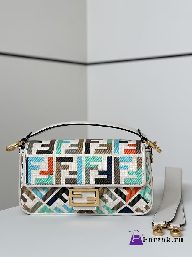 Fortok Fendi Baguette Jacquard FF Fabric Bag Multicolor 27×6×14cm  - 1