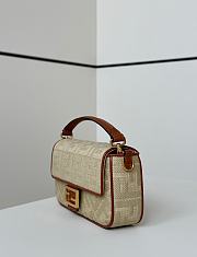 Fortok Fendi Baguette Jacquard FF Fabric Bag Tan 27×6×14cm  - 4