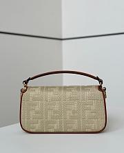Fortok Fendi Baguette Jacquard FF Fabric Bag Tan 27×6×14cm  - 6