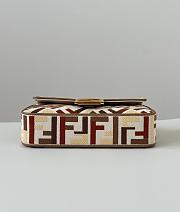Fortok Fendi Baguette Jacquard FF Fabric Bag Grey/ Red-tone Multicolor 27×6×14cm  - 4