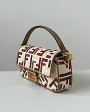 Fortok Fendi Baguette Jacquard FF Fabric Bag Grey/ Red-tone Multicolor 27×6×14cm  - 5