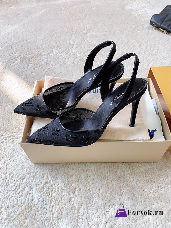 Fortok Louis Vuitton Gala Slingback Pumps Black 9.5cm/7.5cm - 1