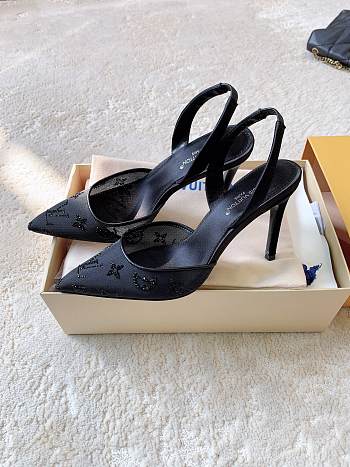 Fortok Louis Vuitton Gala Slingback Pumps Black 9.5cm/7.5cm