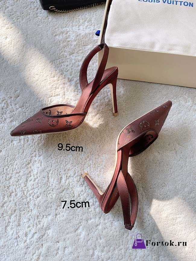 Fortok Louis Vuitton Gala Slingback Pumps Burgundy 9.5cm/7.5cm - 1