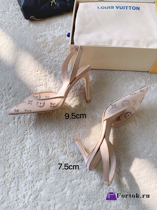 Fortok Louis Vuitton Gala Slingback Pumps Beige 9.5cm/7.5cm - 1