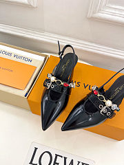 Fortok Louis Vuitton Vibe Slingback Ballerina Heels Black 5.5cm - 3