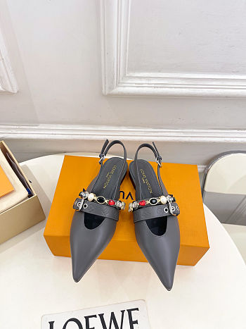 Fortok Louis Vuitton Vibe Slingback Ballerina Flats Grey