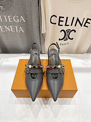 Fortok Louis Vuitton Vibe Slingback Ballerina Heels Grey 5.5cm - 1