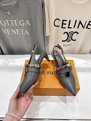 Fortok Louis Vuitton Vibe Slingback Ballerina Heels Grey 5.5cm - 5