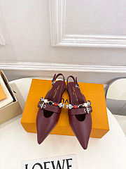 Fortok Louis Vuitton Vibe Slingback Ballerina Flats Burgundy - 1