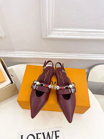 Fortok Louis Vuitton Vibe Slingback Ballerina Flats Burgundy