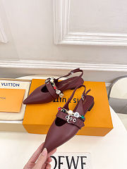 Fortok Louis Vuitton Vibe Slingback Ballerina Flats Burgundy - 5