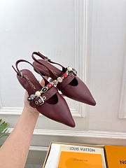 Fortok Louis Vuitton Vibe Slingback Ballerina Flats Burgundy - 4