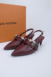 Fortok Louis Vuitton Vibe Slingback Ballerina Heels Burgundy 5.5cm - 1
