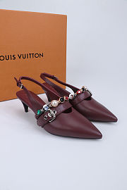 Fortok Louis Vuitton Vibe Slingback Ballerina Heels Burgundy 5.5cm - 5
