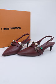 Fortok Louis Vuitton Vibe Slingback Ballerina Heels Burgundy 5.5cm - 4