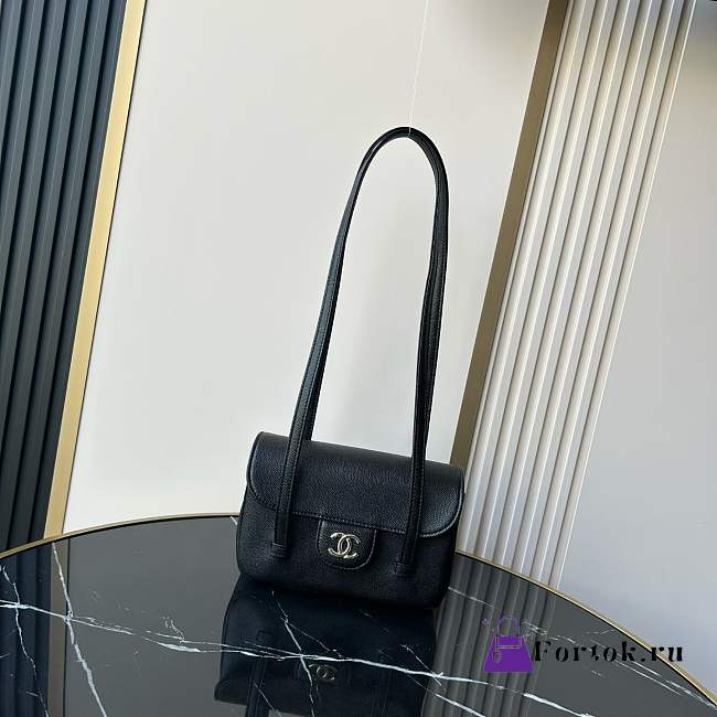 Fortok Chanel Preppy Coco Bowling Mini Bag Black 11.5×17x5cm - 1