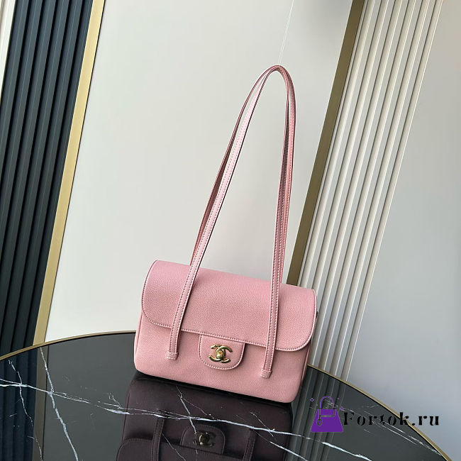 Fortok Chanel Preppy Coco Bowling Small Bag Pink 15×22x7cm - 1