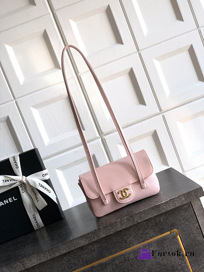 Fortok Chanel Preppy Coco Bowling Mini Bag Pink 11.5×17x5cm - 1