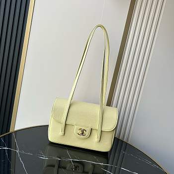 Fortok Chanel Preppy Coco Bowling Small Bag Yellow 15×22x7cm