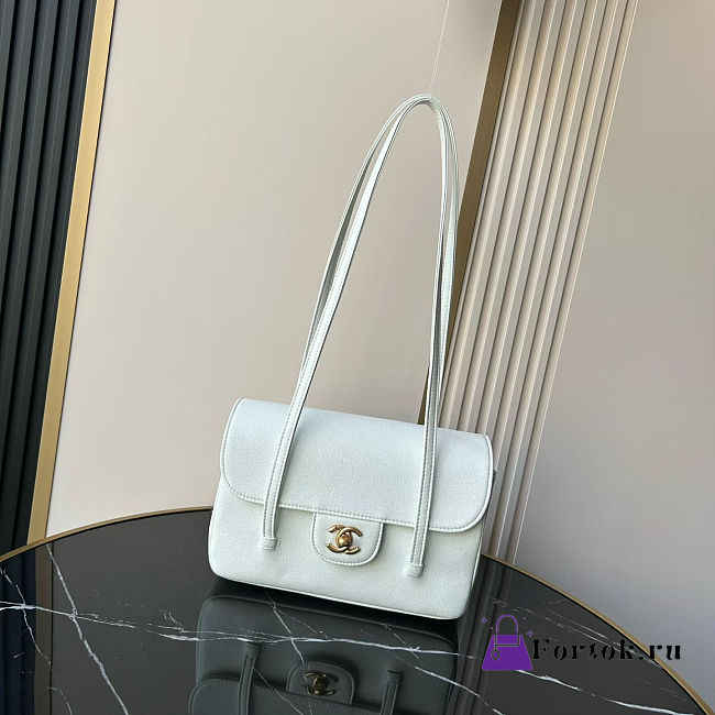 Fortok Chanel Preppy Coco Bowling Small Bag White 15×22x7cm - 1