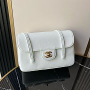 Fortok Chanel Preppy Coco Bowling Small Bag White 15×22x7cm - 3