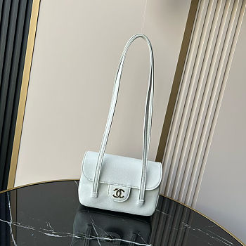 Fortok Chanel Preppy Coco Bowling Mini Bag White 11.5×17x5cm