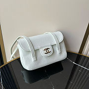 Fortok Chanel Preppy Coco Bowling Mini Bag White 11.5×17x5cm - 2