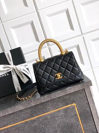 Fortok Chanel Coco Handle Bag Black 19cm 