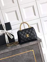 Fortok Chanel Coco Handle Bag Black 14cm  - 1