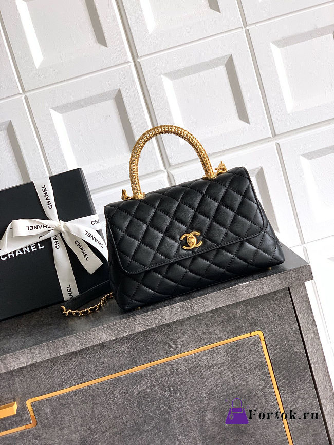 Fortok Chanel Coco Handle Bag Black 23cm - 1