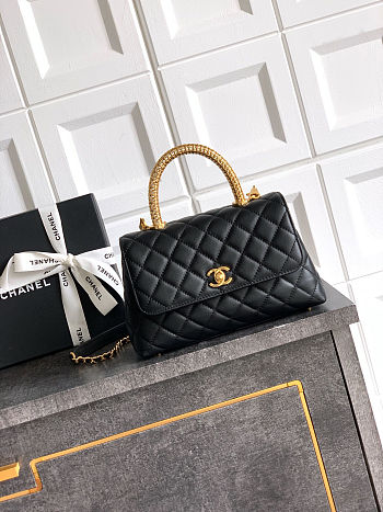 Fortok Chanel Coco Handle Bag Black 23cm