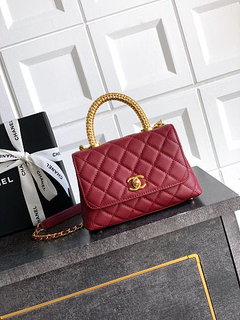 Fortok Chanel Coco Handle Bag Red 19cm
