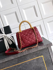 Fortok Chanel Coco Handle Bag Red 19cm - 4