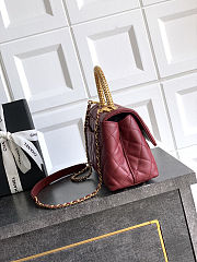 Fortok Chanel Coco Handle Bag Red 23cm - 4