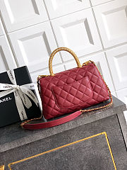 Fortok Chanel Coco Handle Bag Red 23cm - 3