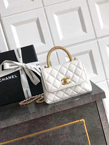 Fortok Chanel Coco Handle Bag White 14cm