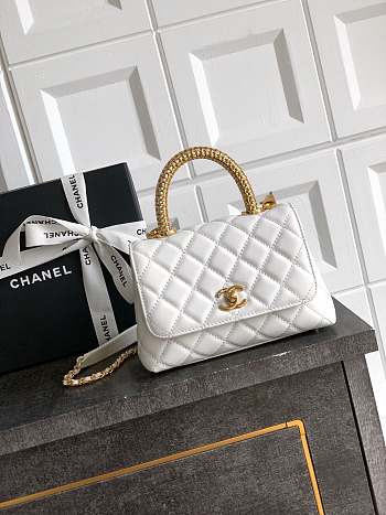 Fortok Chanel Coco Handle Bag White 19cm