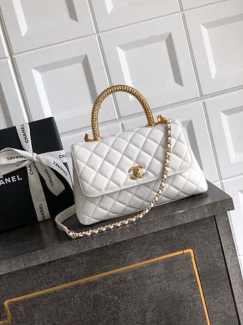 Fortok Chanel Coco Handle Bag White 23cm