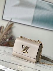 Fortok Louis Vuitton Twist MM Handbag Epi Leather Light Beige 23x17x9.5cm - 1