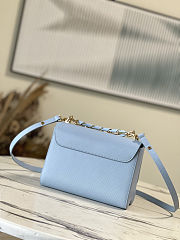 Fortok Louis Vuitton Twist MM Handbag Epi Leather Blue 23x17x9.5cm - 5