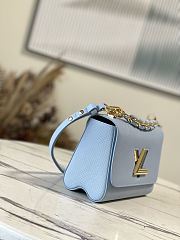 Fortok Louis Vuitton Twist MM Handbag Epi Leather Blue 23x17x9.5cm - 4