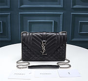Fortok Saint Laurrent ENVELOPE in MATELASSÉ lambskin Caviar Black 21×13×6cm - 1