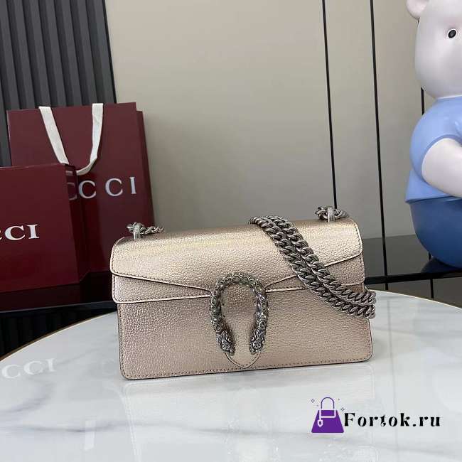Fortok Gucci Dionysus Medium Bag Rose Gold Patent Leather 25x 13.5x 7cm - 1