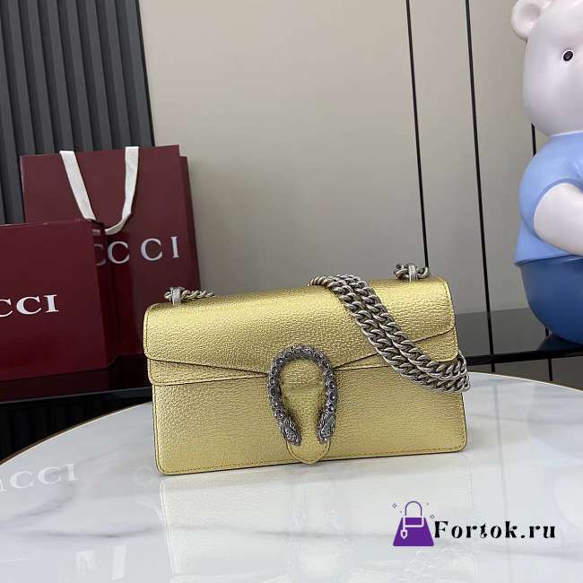 Fortok Gucci Dionysus Medium Bag Yellow Gold Patent Leather 25x 13.5x 7cm - 1