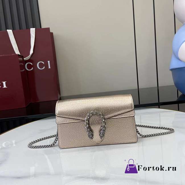 Fortok Gucci Dionysus Mini Bag Rose Gold Patent Leather 16.5 x 10 x 4cm - 1