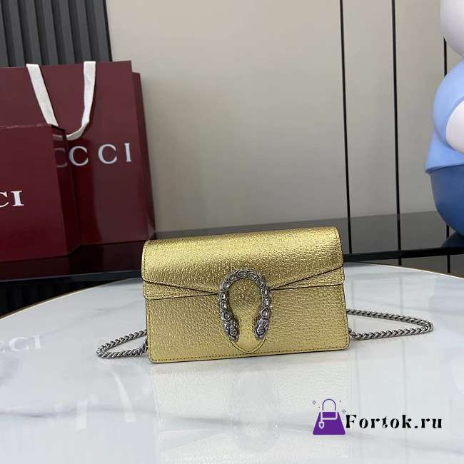 Fortok Gucci Dionysus Mini Bag Yellow Gold Patent Leather 16.5 x 10 x 4cm - 1
