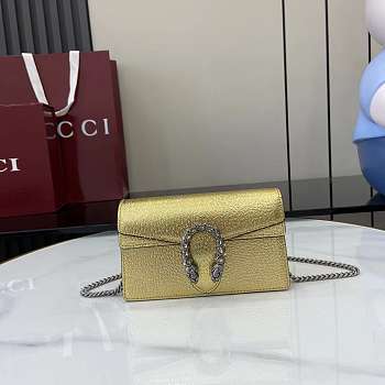 Fortok Gucci Dionysus Mini Bag Yellow Gold Patent Leather 16.5 x 10 x 4cm